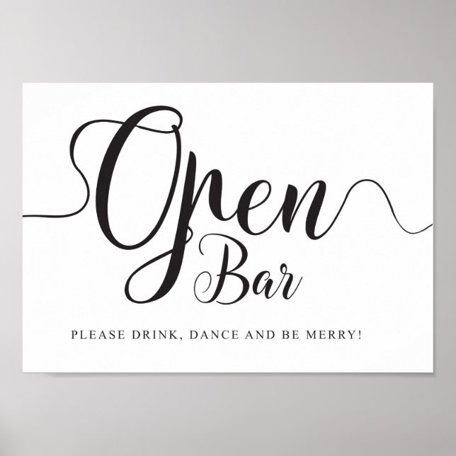 Affiche Panneau de bar ouvert. Boissons gratuites Réceptio (Devant)