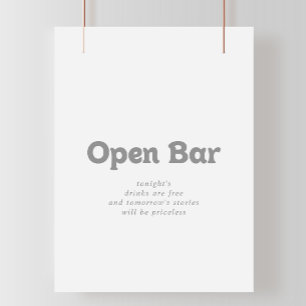 Affiche Panneau de bar ouvert de mariage minimal formel él
