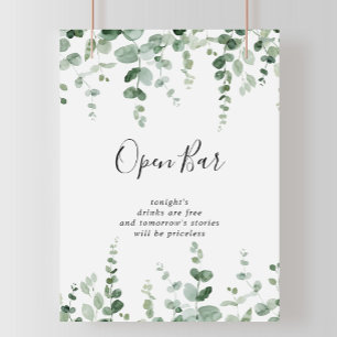 Affiche Panneau de bar ouvert de mariage minimaliste au eu