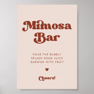 Affiche Panneau de bar Peach Pink Mariage Mimosa rétro élé