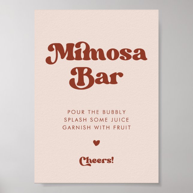 Affiche Panneau de bar Peach Pink Mariage Mimosa rétro élé (Devant)