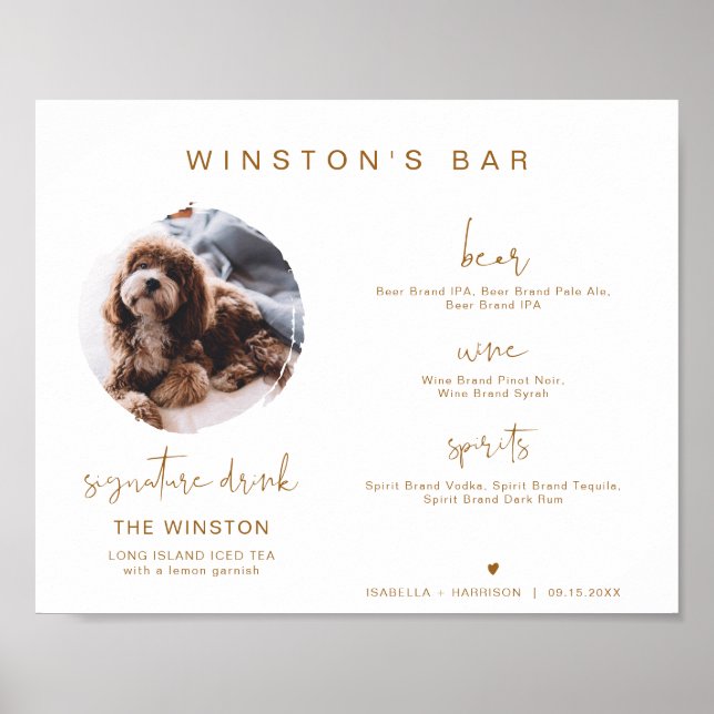 Affiche Panneau de bar pour boisson signature pour animaux (Devant)