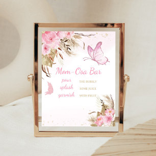 Affiche Panneau de bar pour maman Osa Baby Shower papillon