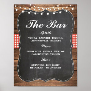 Affiche Panneau de bar Réception de mariage Rustique Craie