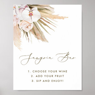 Affiche Panneau de bar Sangria Herbe de Pampas Aquarelle B