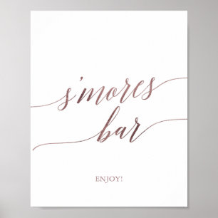 Affiche Panneau de bar S'mores calligraphié en or rose élé