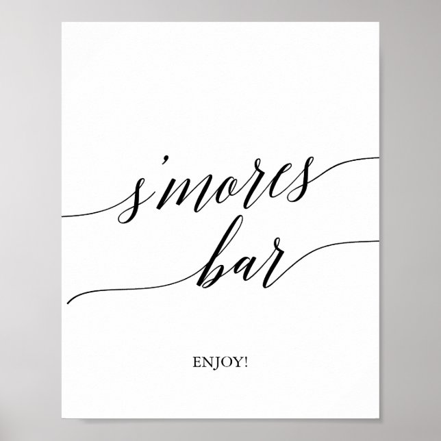 Affiche Panneau de bar S'mores élégant en calligraphie noi (Devant)