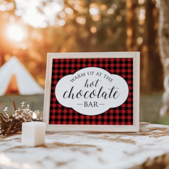 Affiche Panneau de barre de chocolat chaud à carreaux Buff (Créateur téléchargé)
