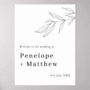 Affiche Panneau de bienvenue à feuilles de feuillage en li