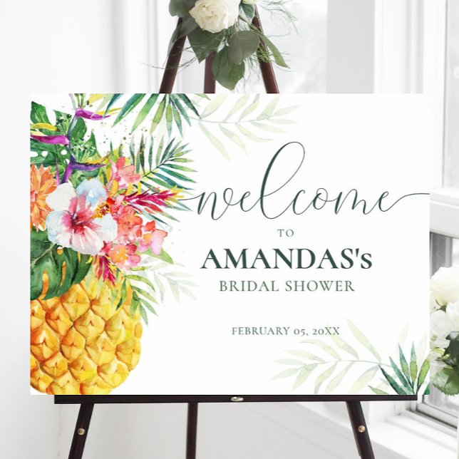 Affiche Panneau de bienvenue à la douche tropicale aux mot (Créateur téléchargé)