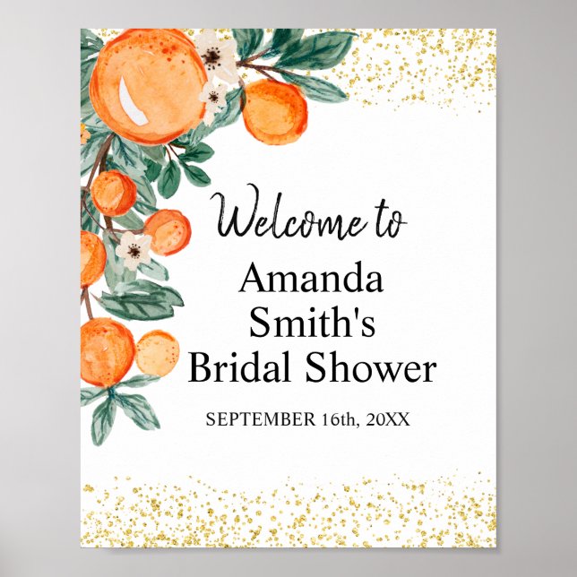 Affiche Panneau de bienvenue à la fête de mariage Orange m (Devant)