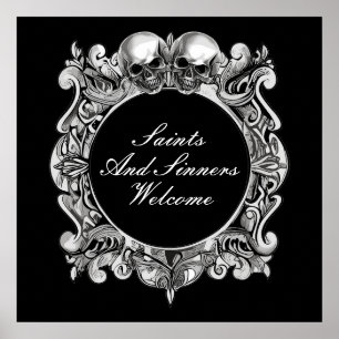 Affiche Panneau de bienvenue à la fête d'Halloween Saints 