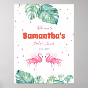 Affiche Panneau de bienvenue à la fête Tropical Flamingo