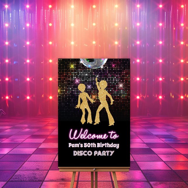 Affiche Panneau de bienvenue à la soirée disco des années  (Créateur téléchargé)