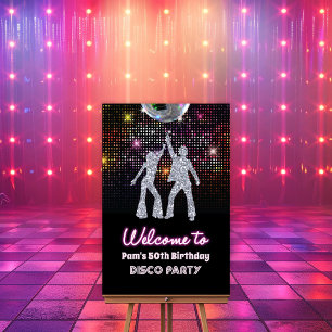 Affiche Panneau de bienvenue à la soirée disco rétro des a