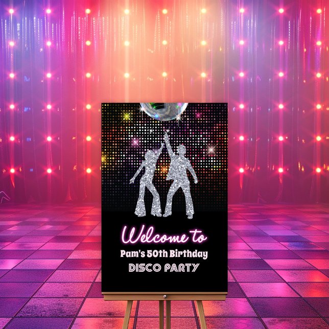 Affiche Panneau de bienvenue à la soirée disco rétro des a (Créateur téléchargé)
