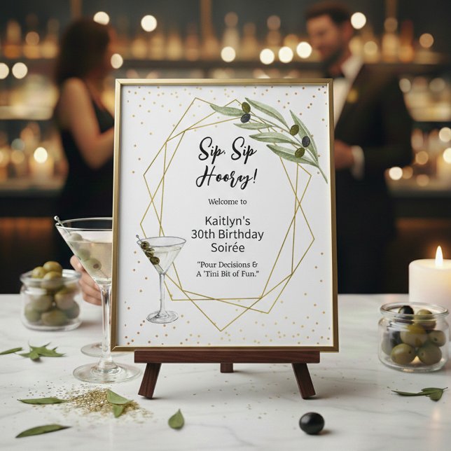 Affiche Panneau de bienvenue à la soirée martini amusante (Créateur téléchargé)