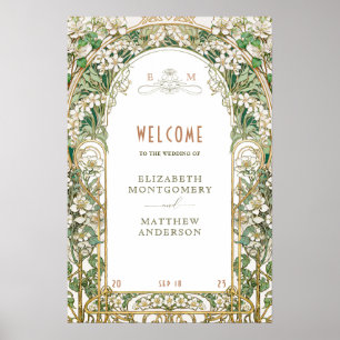 Affiche Panneau de Bienvenue à l'Arche Florale Art Nouveau