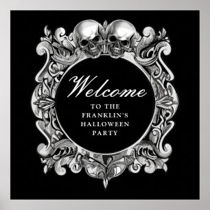 Affiche Panneau de bienvenue à une fête d'Halloween effray