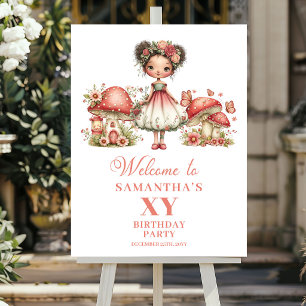 Affiche Panneau de Bienvenue Anniversaire Floral de Fée Ro