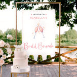 Affiche Panneau de bienvenue aquarelle rose pour brunch de<br><div class="desc">Magnifique design de flûte à champagne aquarelle rose parfait pour une baby shower de mariage romantique ! Vous pouvez le personnaliser facilement.</div>