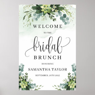 Affiche Panneau de bienvenue au brunch de mariage doré ave