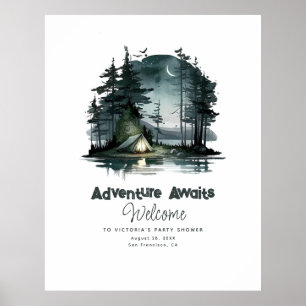 Affiche Panneau de bienvenue au camping de nuit Aventure A