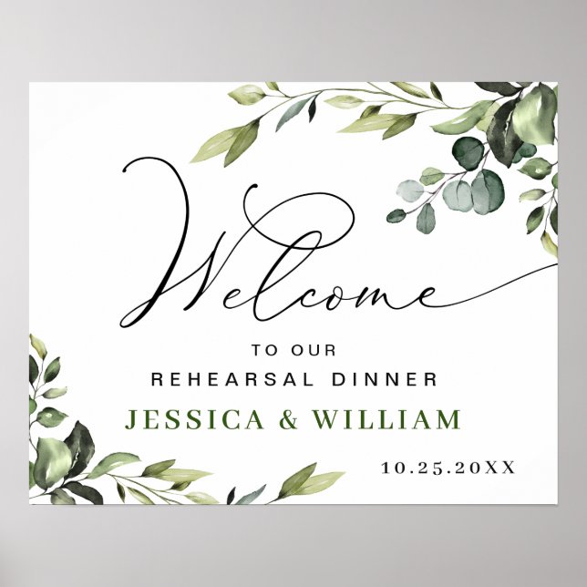 Affiche Panneau de bienvenue au dîner de répétition Élégan (Devant)