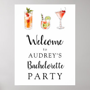 Affiche Panneau de bienvenue aux boissons de cocktail pour