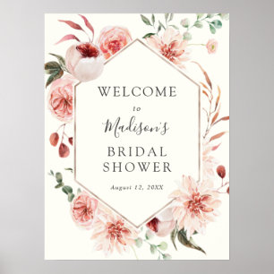 Affiche Panneau de bienvenue aux florales de rose mauve po