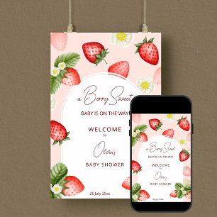 Affiche Panneau de bienvenue aux fraises baby showers sucr