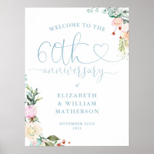 Affiche Panneau de bienvenue avec écriture en forme de cœu