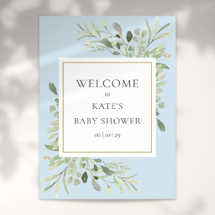 Affiche Panneau de bienvenue Baby Boy Shower Feuillage Ver