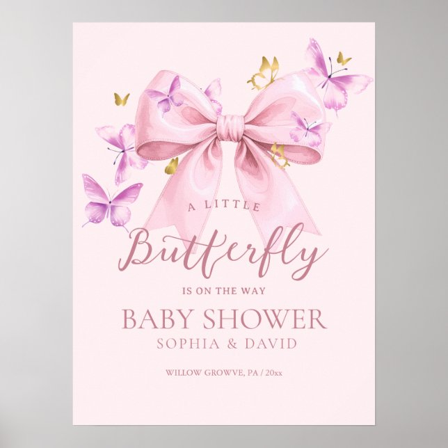 Affiche Panneau de bienvenue Baby Shower Arc-en-ciel Rose  (Devant)