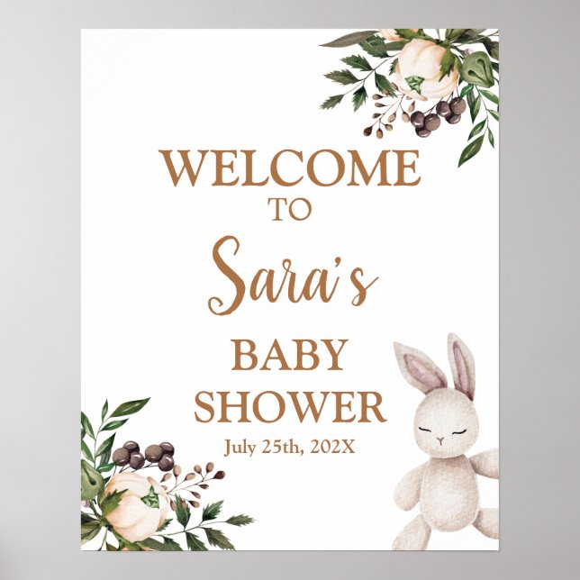 Affiche Panneau de bienvenue Baby Shower Boho Nursery (Devant)