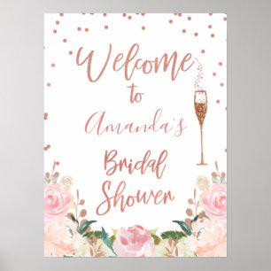 Affiche Panneau de bienvenue Baby Shower Bulles Brunch Ros