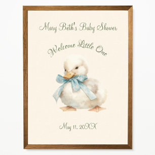 Affiche Panneau de bienvenue Baby Shower Caneton avec Ruba