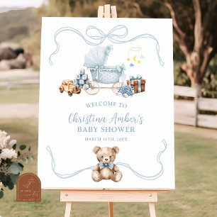 Affiche Panneau de bienvenue Baby Shower Carrosse Coquette