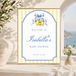 Affiche Panneau de bienvenue Baby Shower Citron Chic Jaune