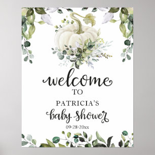 Affiche Panneau de bienvenue Baby Shower Citrouille Verte 