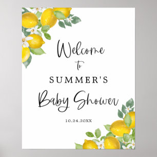 Affiche Panneau de bienvenue Baby Shower Citrus Lemon