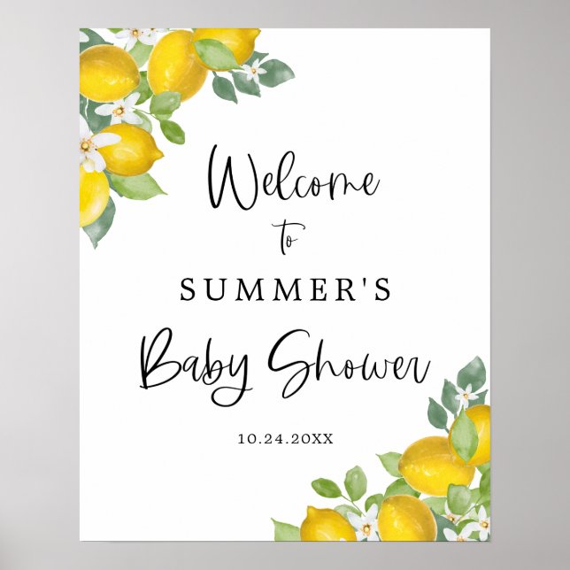 Affiche Panneau de bienvenue Baby Shower Citrus Lemon (Devant)
