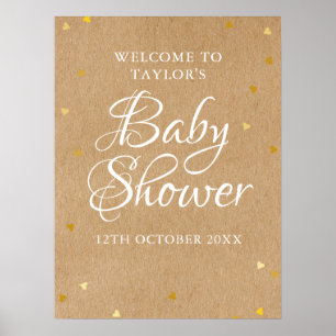 Affiche Panneau de bienvenue Baby Shower coeurs d'amour en