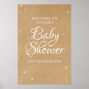 Affiche Panneau de bienvenue Baby Shower coeurs d'amour en