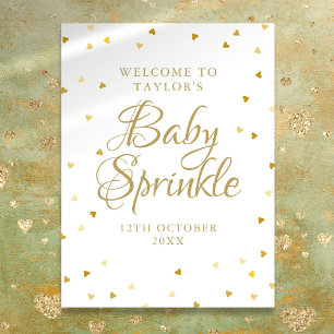 Affiche Panneau de bienvenue Baby Shower coeurs dorés