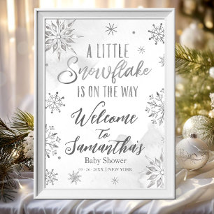 Affiche Panneau de bienvenue Baby Shower flocon de neige