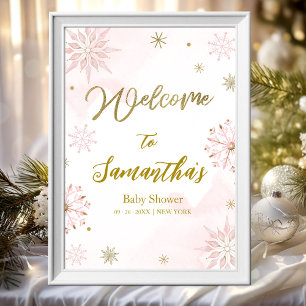 Affiche Panneau de bienvenue Baby Shower flocon de neige