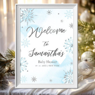 Affiche Panneau de bienvenue Baby Shower flocon de neige