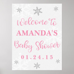 Affiche Panneau de bienvenue Baby Shower Flocon de neige r