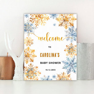 Affiche Panneau de bienvenue Baby Shower Flocons de neige